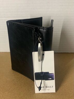 Nine West Black Bi-Fold Wallet with Zipper Pull